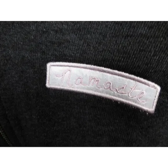 $74 Spiritual Gangster Namaste Patch Full Zip Girl's Gray Yoga Hoodie 12 NEW - Picture 2 of 8